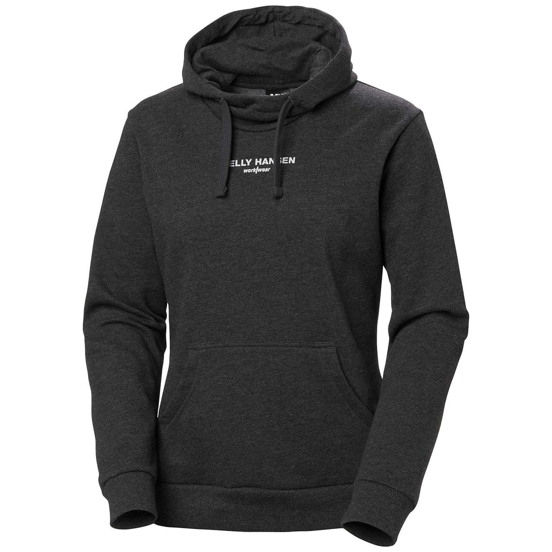 Helly Hansen Womens Classic HH Logo Hoodie Black Melange Front#colour_black-melange