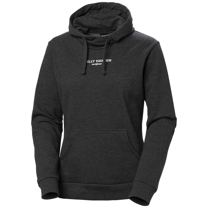 Helly Hansen Womens Classic HH Logo Hoodie Black Melange Front#colour_black-melange
