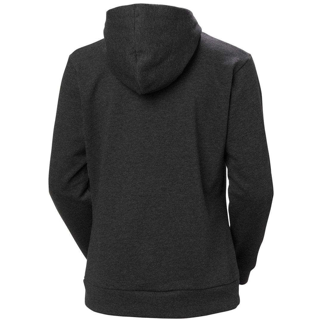 Helly Hansen Womens Classic HH Logo Hoodie Black Melange Back#colour_black-melange