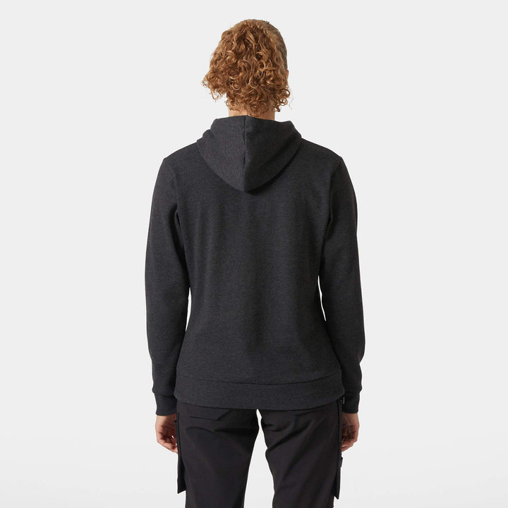 Helly Hansen Womens Classic HH Logo Hoodie Black Melange OnBody 2#colour_black-melange