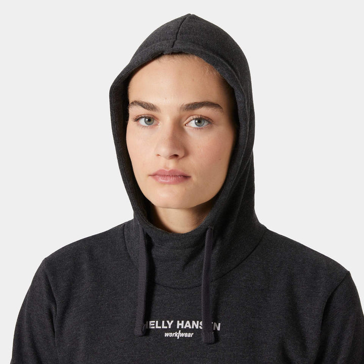 Helly Hansen Womens Classic HH Logo Hoodie Black Melange Feature 1#colour_black-melange