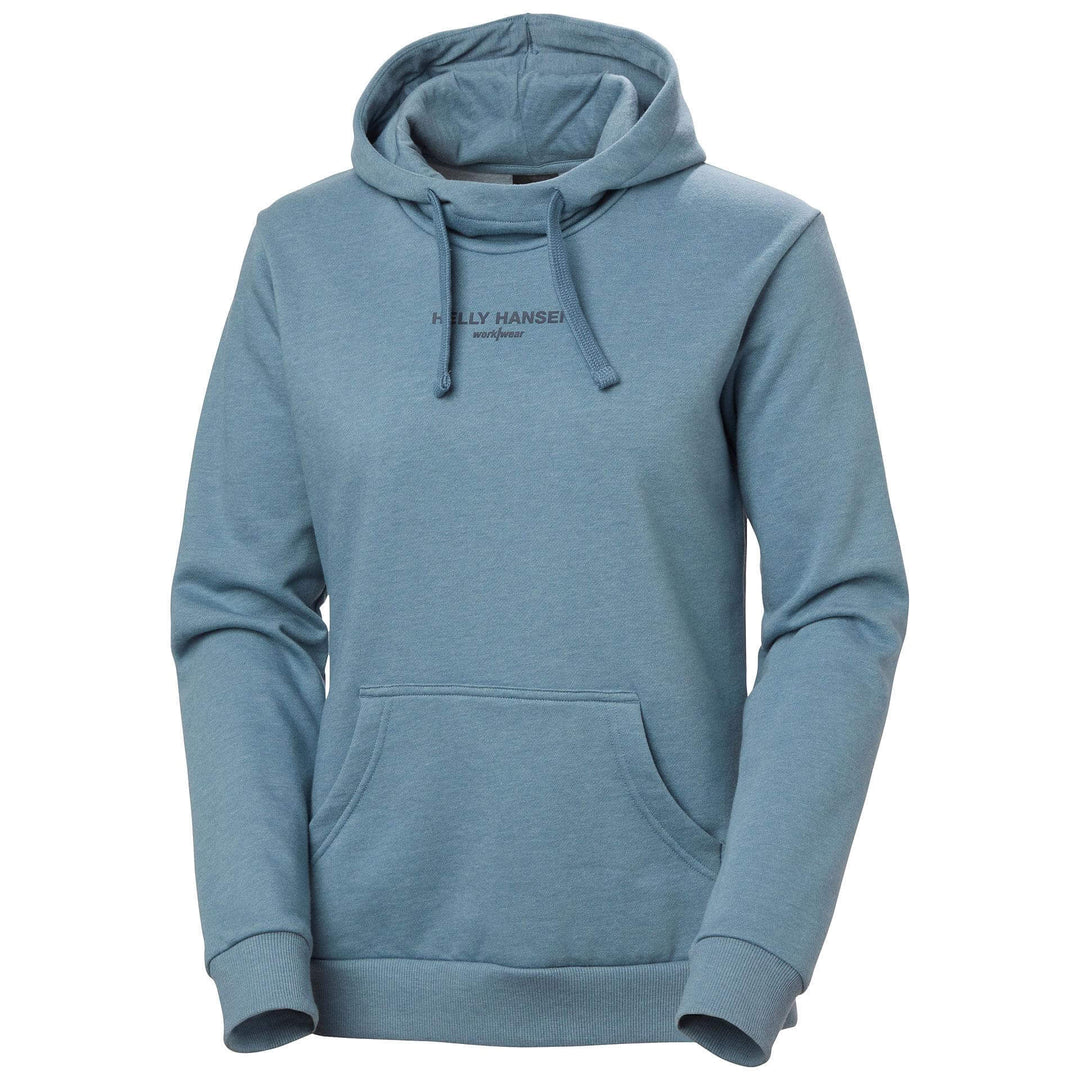 Helly Hansen Womens Classic HH Logo Hoodie Washed Navy Melange Front#colour_washed-navy-melange