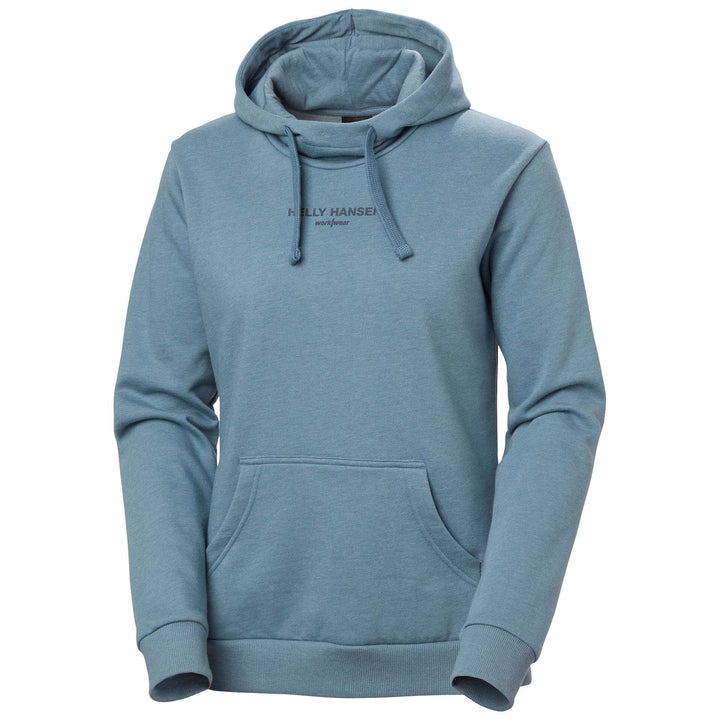 Helly Hansen Womens Classic HH Logo Hoodie Washed Navy Melange Front#colour_washed-navy-melange