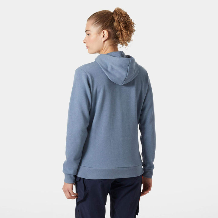 Helly Hansen Womens Classic HH Logo Hoodie Washed Navy Melange OnBody 2#colour_washed-navy-melange