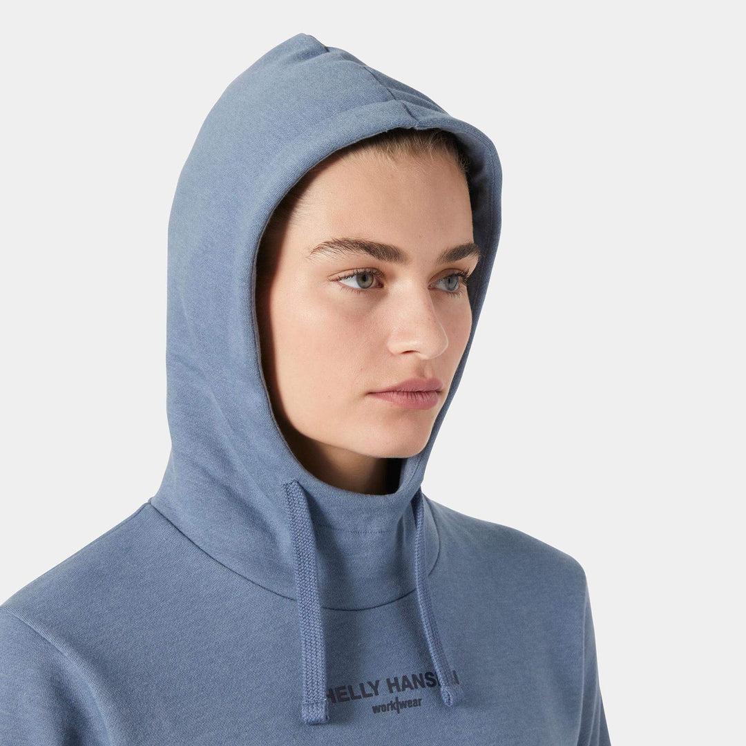 Helly Hansen Womens Classic HH Logo Hoodie Washed Navy Melange Feature 1#colour_washed-navy-melange