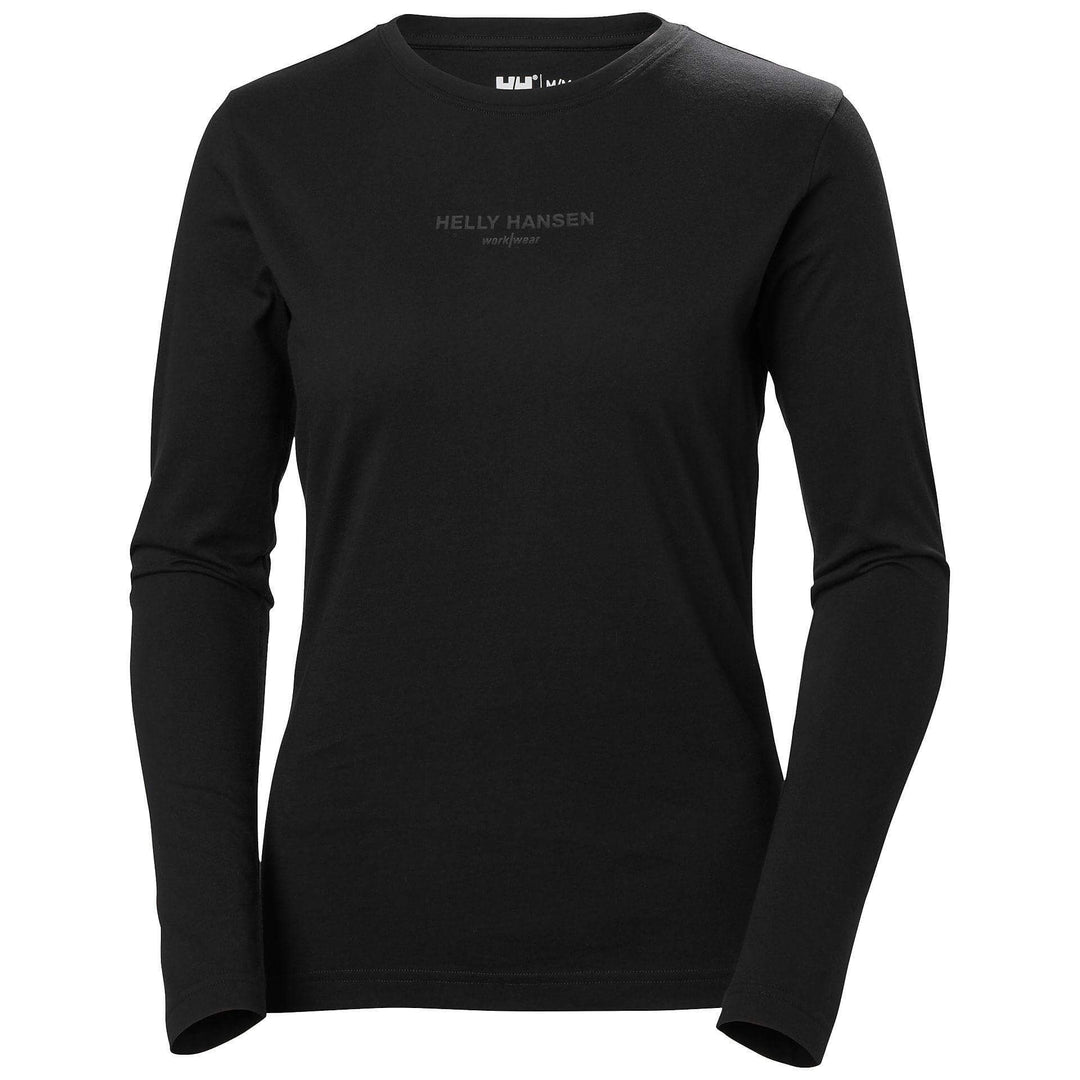 Helly Hansen Womens Classic HH Logo Longsleeve T-shirt Black Front#colour_black