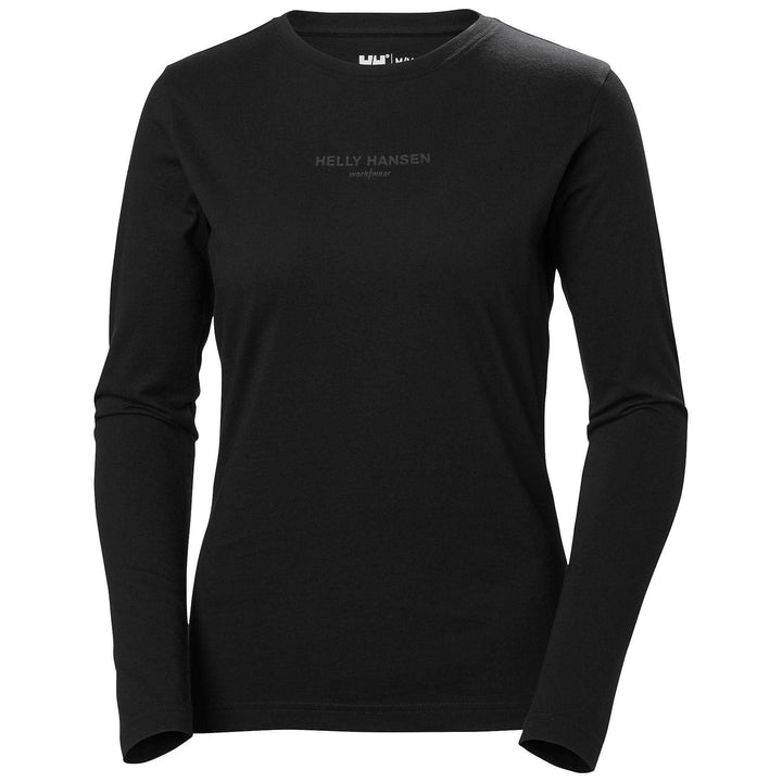Helly Hansen Womens Classic HH Logo Longsleeve T-shirt Black Front#colour_black