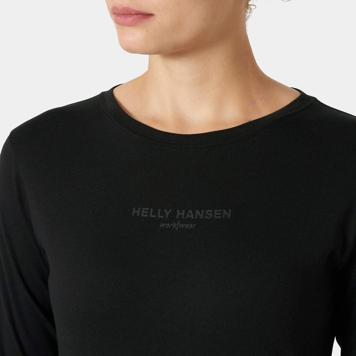 Helly Hansen Womens Classic HH Logo Longsleeve T-shirt Black Feature 1#colour_black