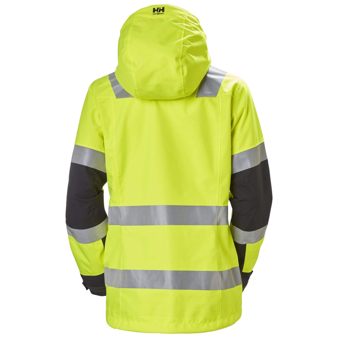 Helly Hansen Womens Luna Hi Vis Winter Insulated Jacket Yellow/Ebony 1 Front #colour_yellow-ebony