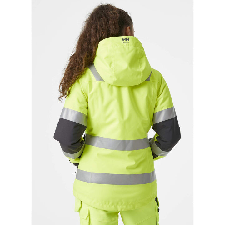 Helly Hansen Womens Luna Hi Vis Winter Insulated Jacket Yellow/Ebony 3 On Body 1#colour_yellow-ebony