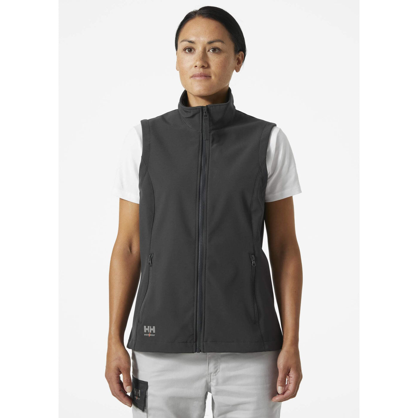 Helly Hansen Womens Manchester 2.0 Softshell Vest Ebony OnBody 1#colour_ebony