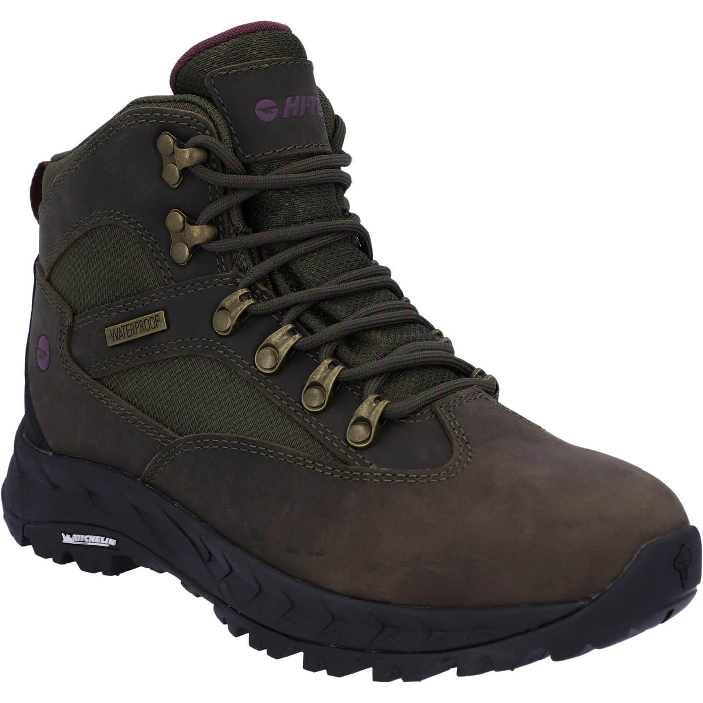 Hi-Tec Euro Trail Lightweight waterproof Hiking Boots Khaki 1#colour_khaki