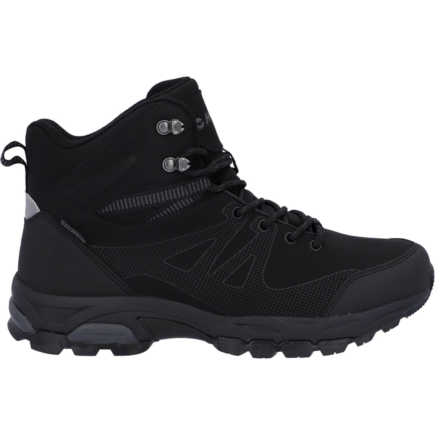 Hi-Tec Jackdaw Mid Lightweight Mens Waterproof Hiking Boots Black/Carbon Grey 6#colour_black-carbon-grey