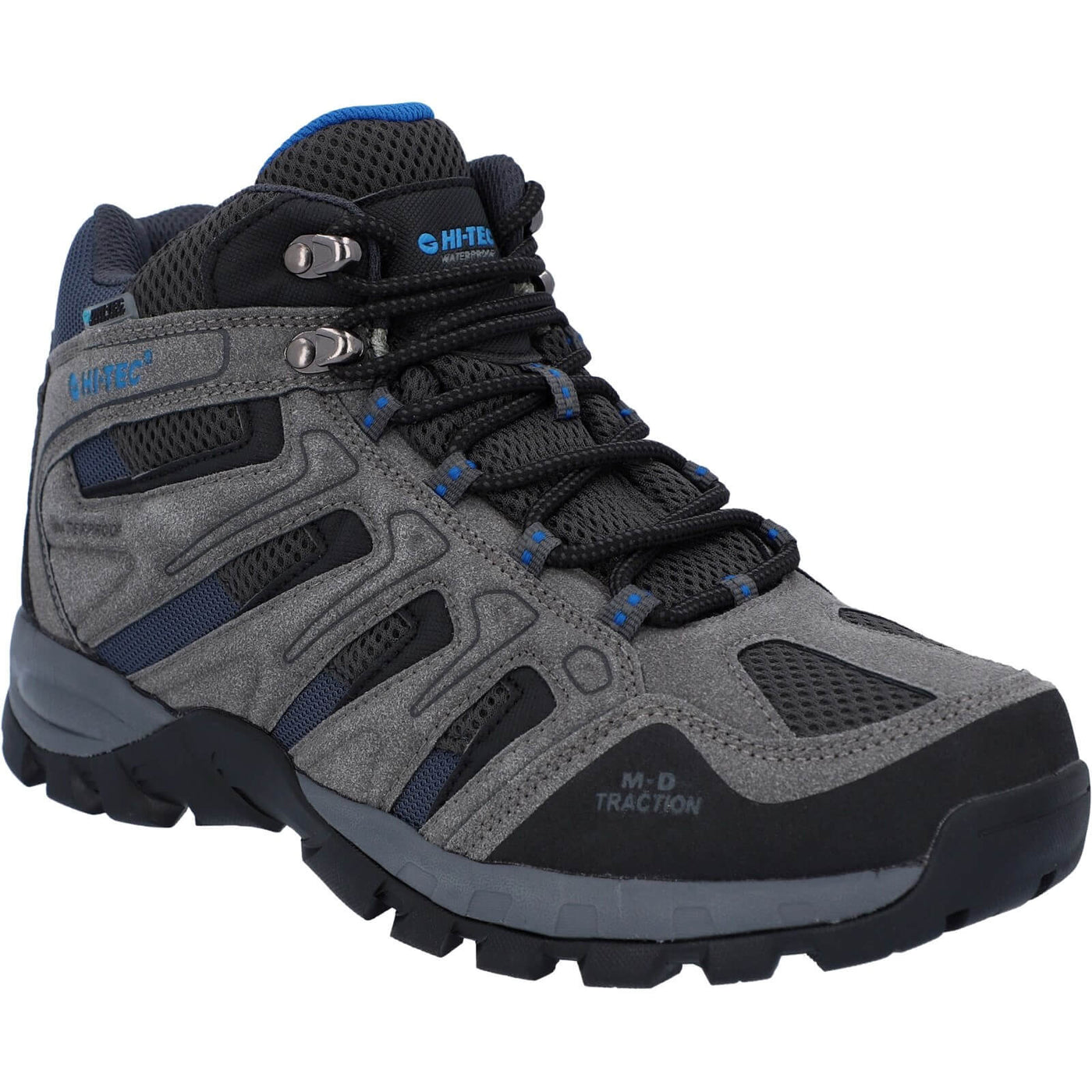 Hi-Tec Torca Mid Lightweight Waterproof Hiking Boots Charcoal/Nautical Blue 1#colour_charcoal-nautical-blue