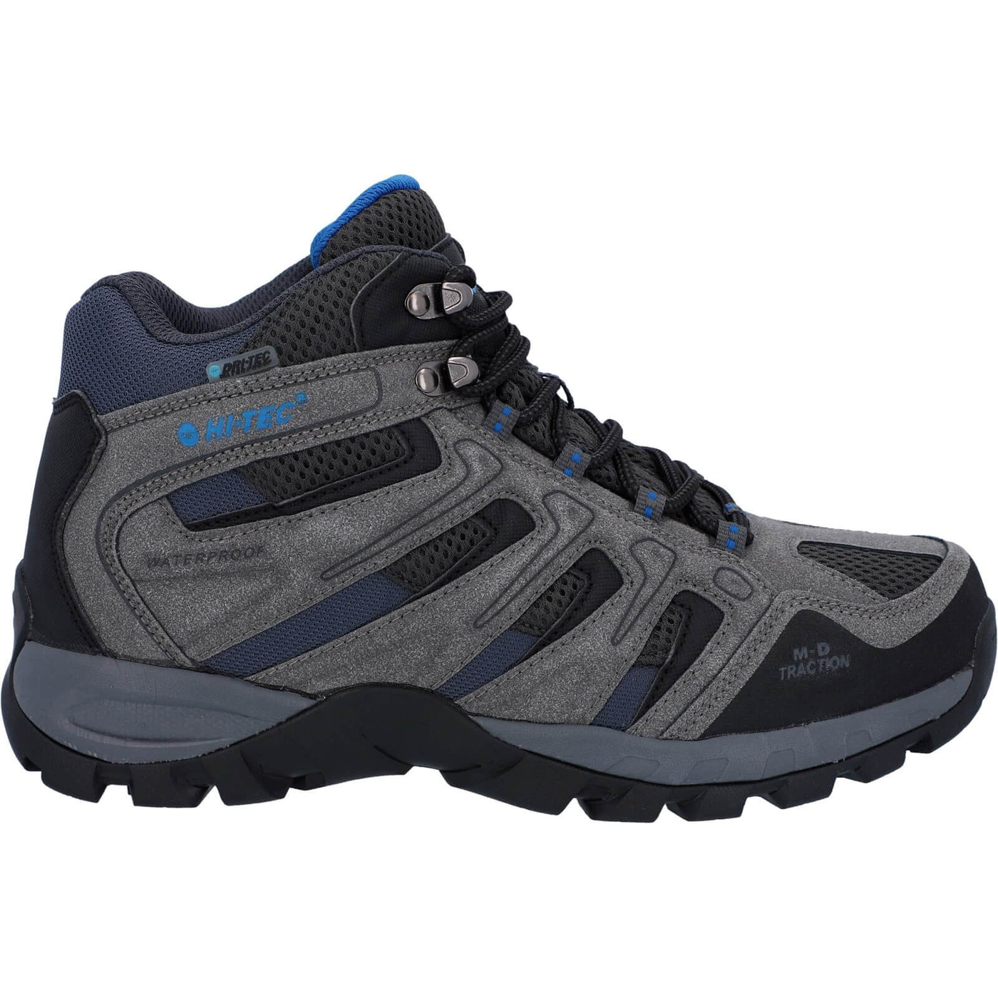 Hi-Tec Torca Mid Lightweight Waterproof Hiking Boots Charcoal/Nautical Blue 6#colour_charcoal-nautical-blue