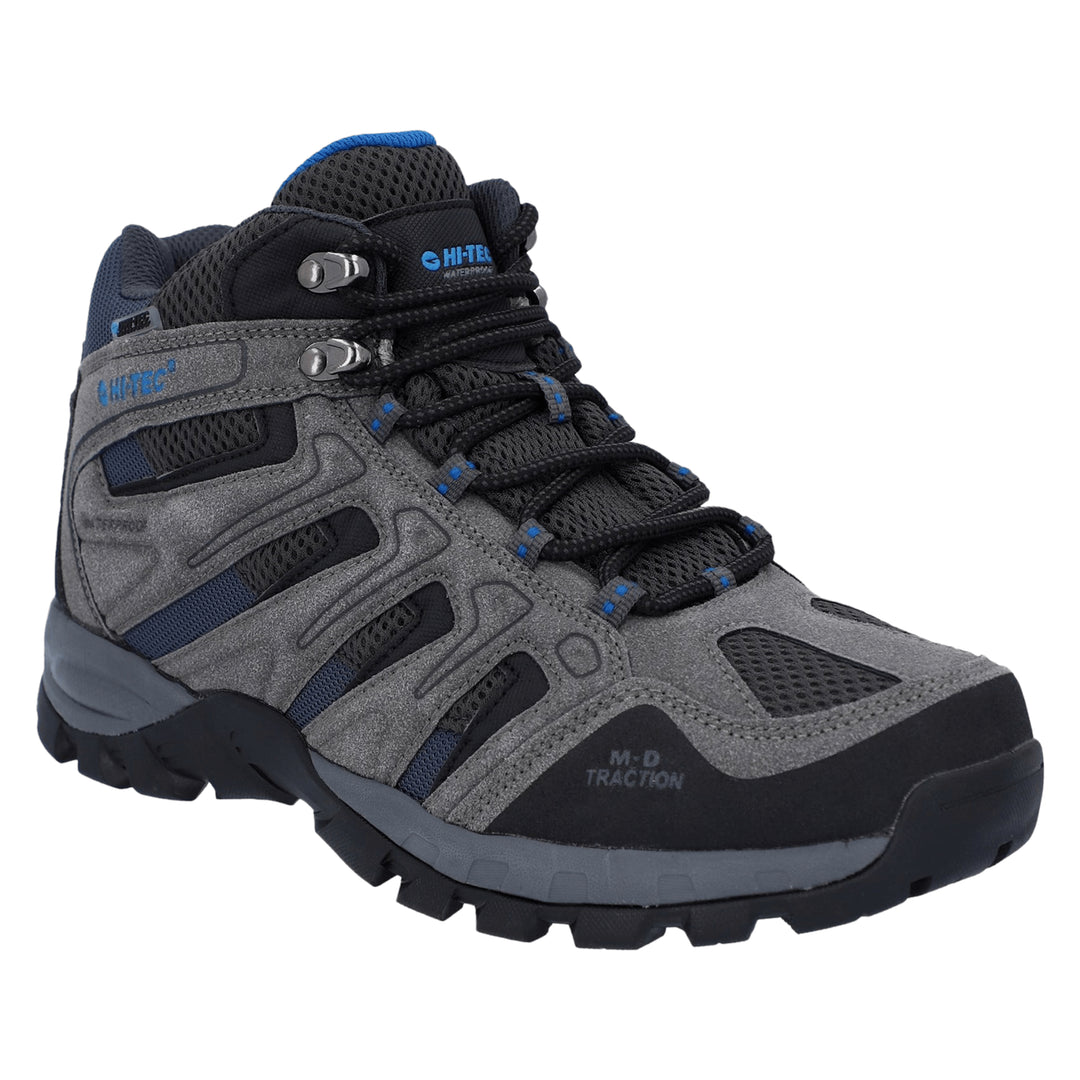 Hi-Tec Torca Mid Lightweight Waterproof Hiking Boots Charcoal/Nautical Blue 7#colour_charcoal-nautical-blue