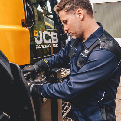 JCB Trade Coverall Overall Navy Blue/Black Lifestyle 4#colour_navy-blue-black