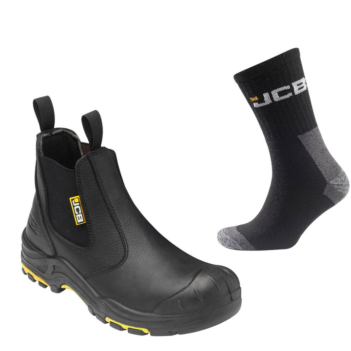 JCB Safety Dealer Boots Special Offer Pack - JCB Safety Dealer Boots + 3 Pairs Work Socks