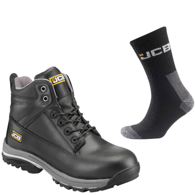 JCB Workmax Special Offer Pack - JCB Workmax Safety Boots + 3 Pairs Work Socks