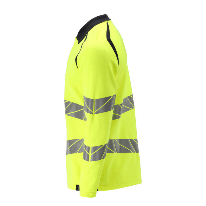 Masco tFR and Arc Multi-Protective Hi Vis Long-Sleeved Polo Shirt 21383-327 Right #colour_hi-vis-yellow-dark-navy-blue