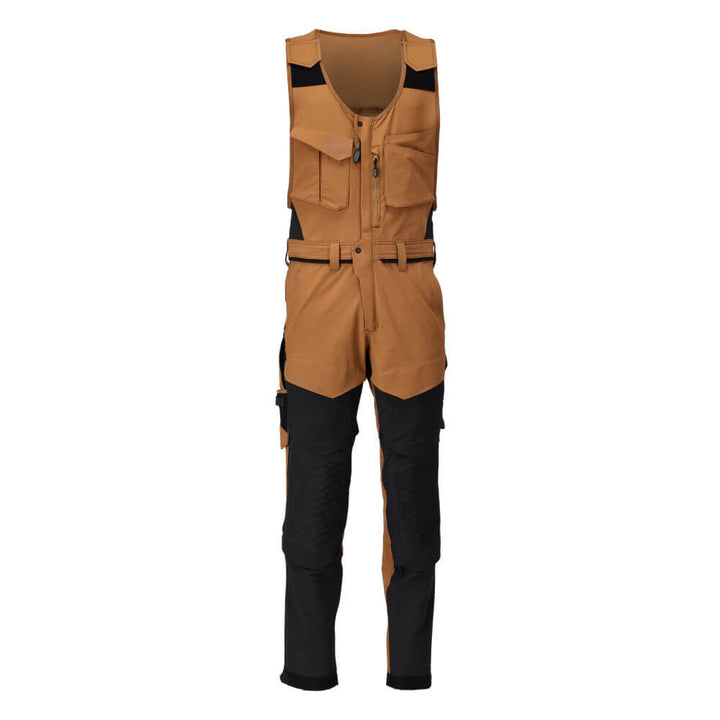 Mascot 4-Way-Stretch Lightweight Durable Combi Suit with Kneepad Pockets 22069-311 Front #colour_nut-brown-black