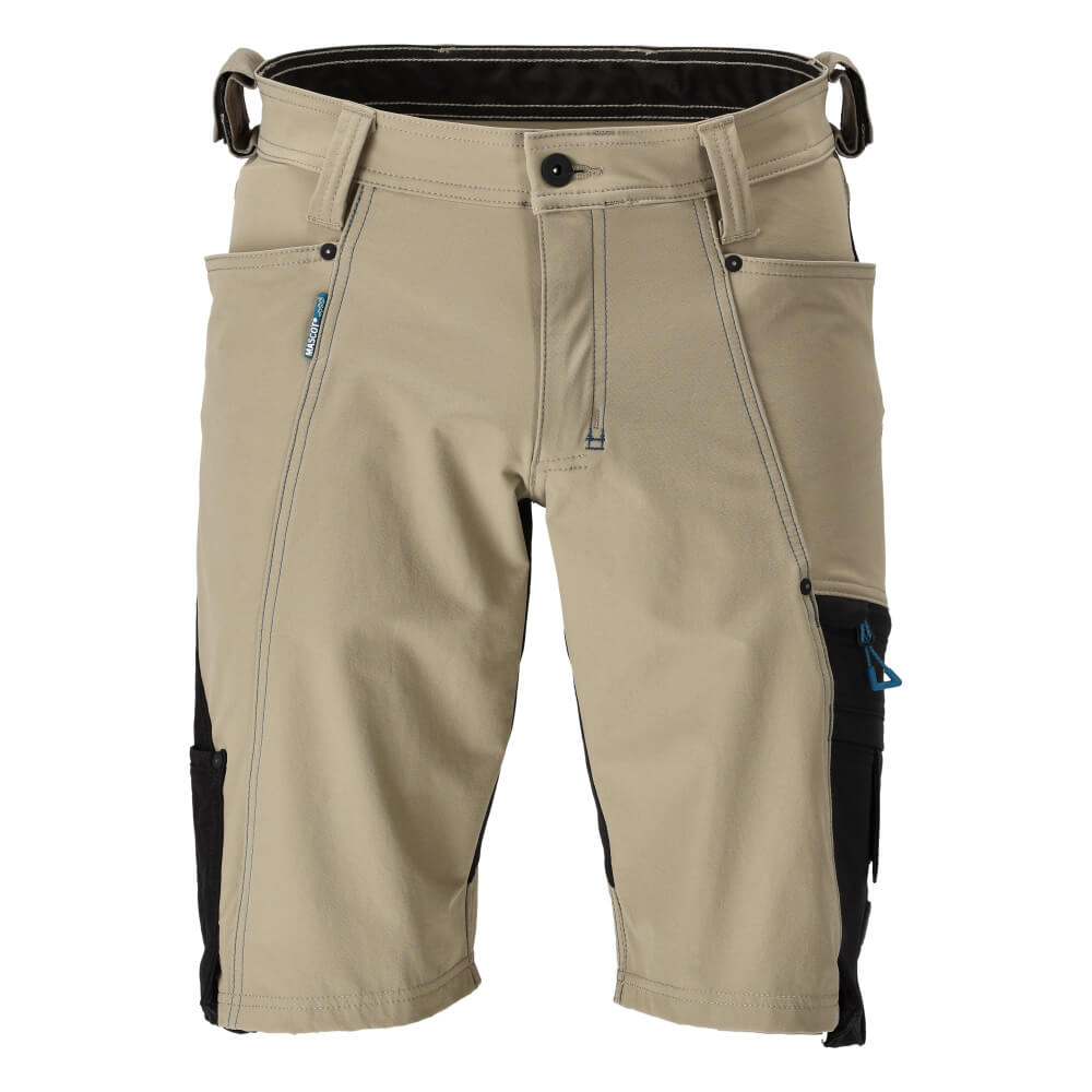 Mascot Advanced Lightweight Highly Durable 4-Way Stretch Shorts 23149-311 Front #colour_light-khaki-black