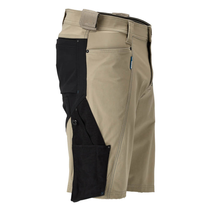 Mascot Advanced Lightweight Highly Durable 4-Way Stretch Shorts 23149-311 Left #colour_light-khaki-black