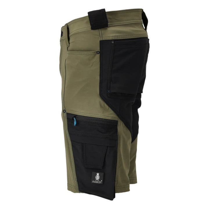 Mascot Advanced Lightweight Highly Durable 4-Way Stretch Shorts 23149-311 Right #colour_moss-green-black