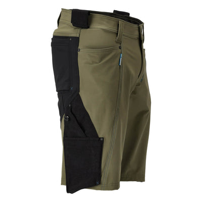 Mascot Advanced Lightweight Highly Durable 4-Way Stretch Shorts 23149-311 Left #colour_moss-green-black