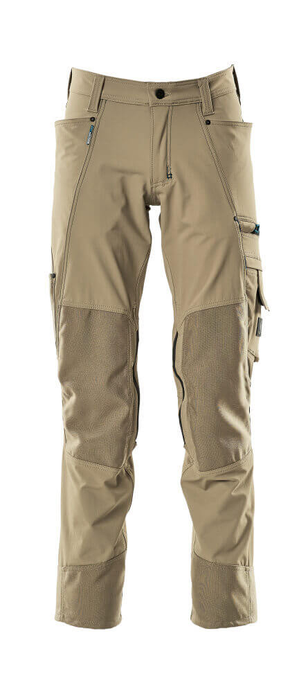 Mascot Advanced Trousers 4-Way-Stretch Kneepad-Pockets 17179-311 Front #colour_light-khaki