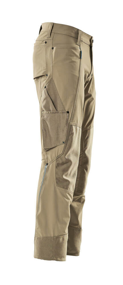 Mascot Advanced Trousers 4-Way-Stretch Kneepad-Pockets 17179-311 Left #colour_light-khaki