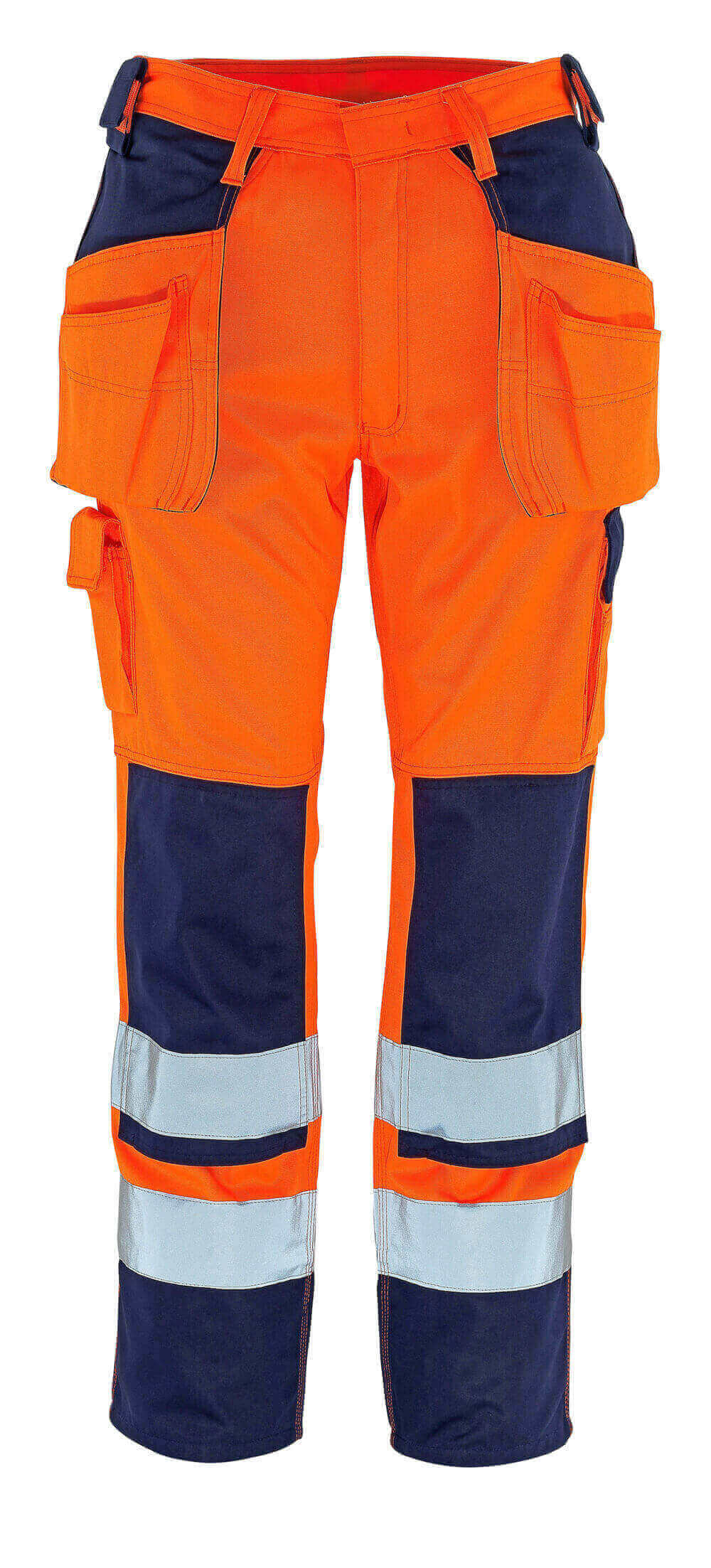 Mascot Almas Hi-Vis Work Trousers 09131-860 Front #colour_hi-vis-orange-navy-blue