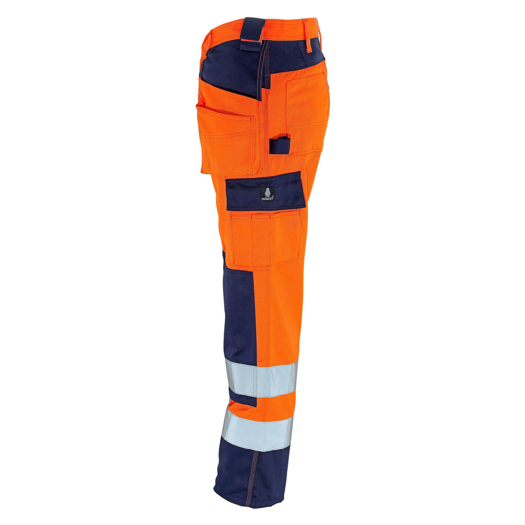 Mascot Almas Hi-Vis Work Trousers 09131-860 Front #colour_hi-vis-orange-navy-blue