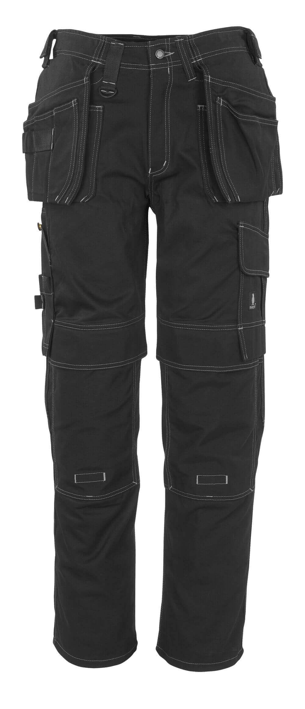 Mascot Atlanta Work Trousers Kneepad and Holster-Pockets 06131-630 Front #colour_black