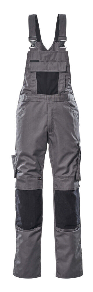 Mascot Augsburg Bib-Brace Overall Knee-pad-pockets 12169-442 Front #colour_anthracite-grey-black