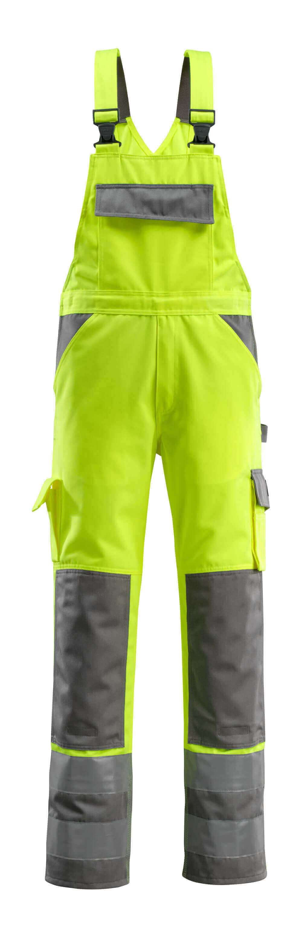 Mascot Barras Bib Brace Overall 07169-470 Front #colour_hi-vis-yellow-anthracite-grey