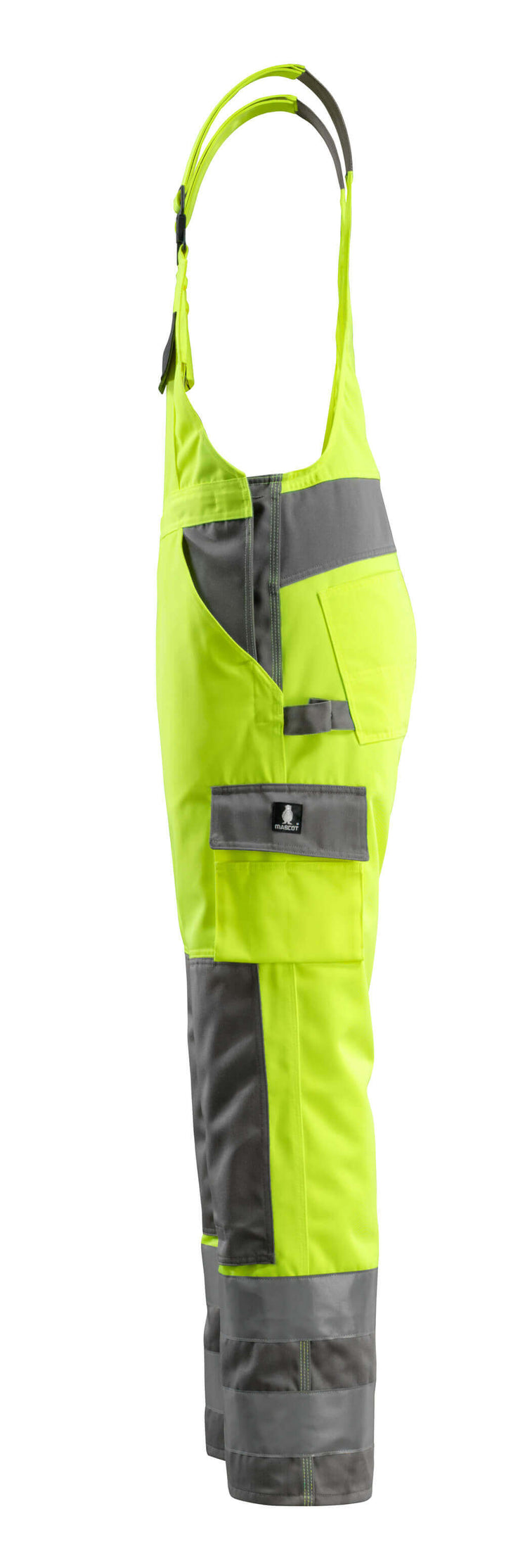 Mascot Barras Bib Brace Overall 07169-470 Right #colour_hi-vis-yellow-anthracite-grey