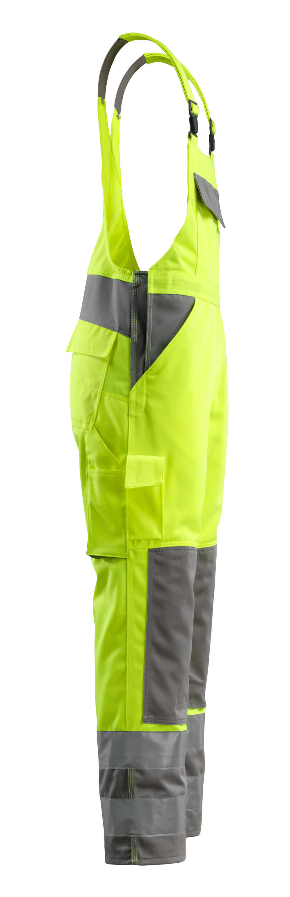 Mascot Barras Bib Brace Overall 07169-470 Left #colour_hi-vis-yellow-anthracite-grey