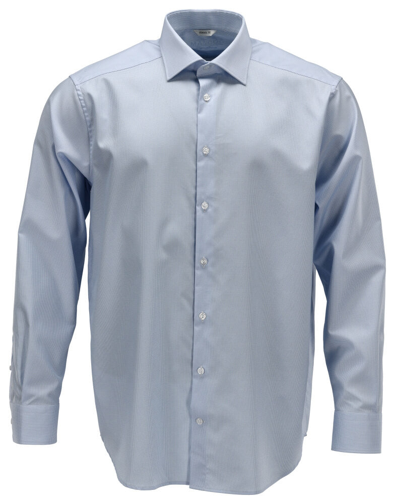 Mascot Cotton Easy Iron Cutaway Collar Shirt 22804-744 Front #colour_light-blue-white-checked