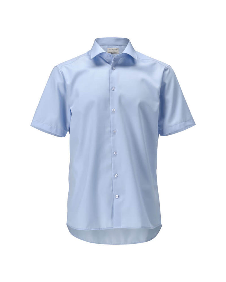 Mascot Cotton Stretch Easy Iron Short Sleeved Shirt 21224-750 Front #colour_light-blue