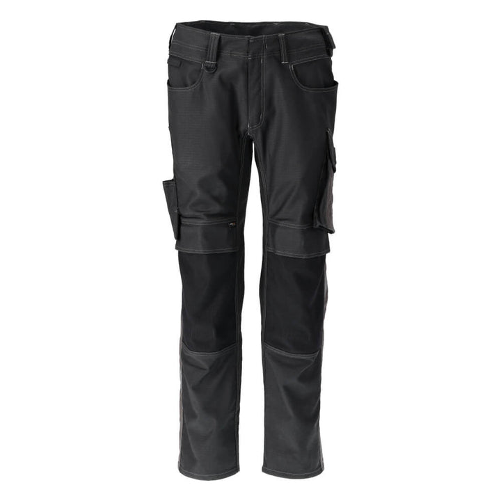 Mascot Durable Ripstop and Cordura Trousers with Kneepad Pockets 21979-459 Front #colour_black-dark-anthracite-grey