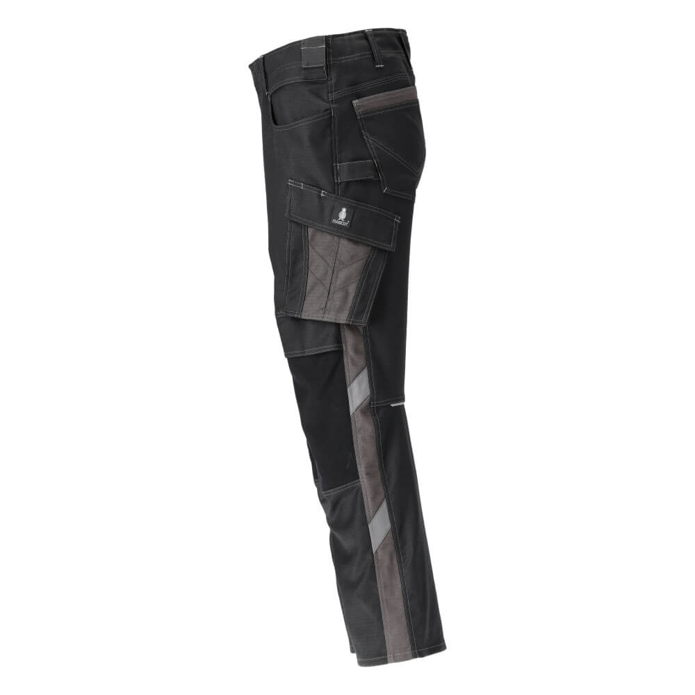 Mascot Durable Ripstop and Cordura Trousers with Kneepad Pockets 21979-459 Right #colour_black-dark-anthracite-grey