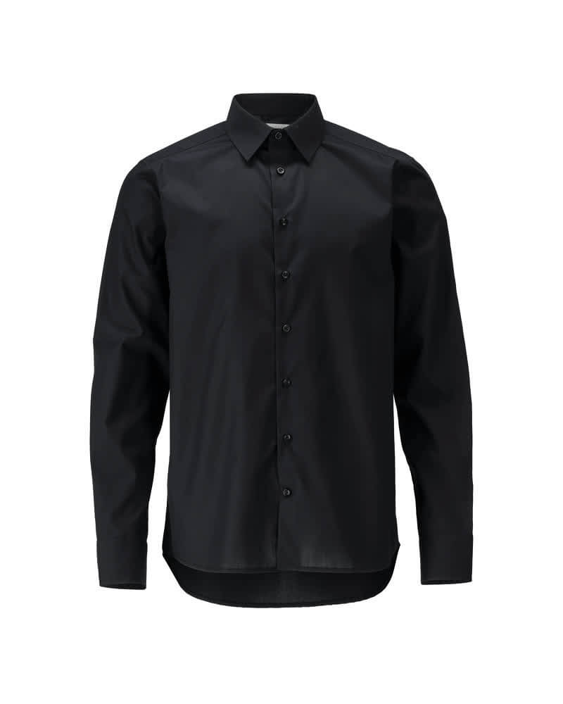 Mascot Easy Iron Durable Collared Shirt 20604-984 Front #colour_deep-black