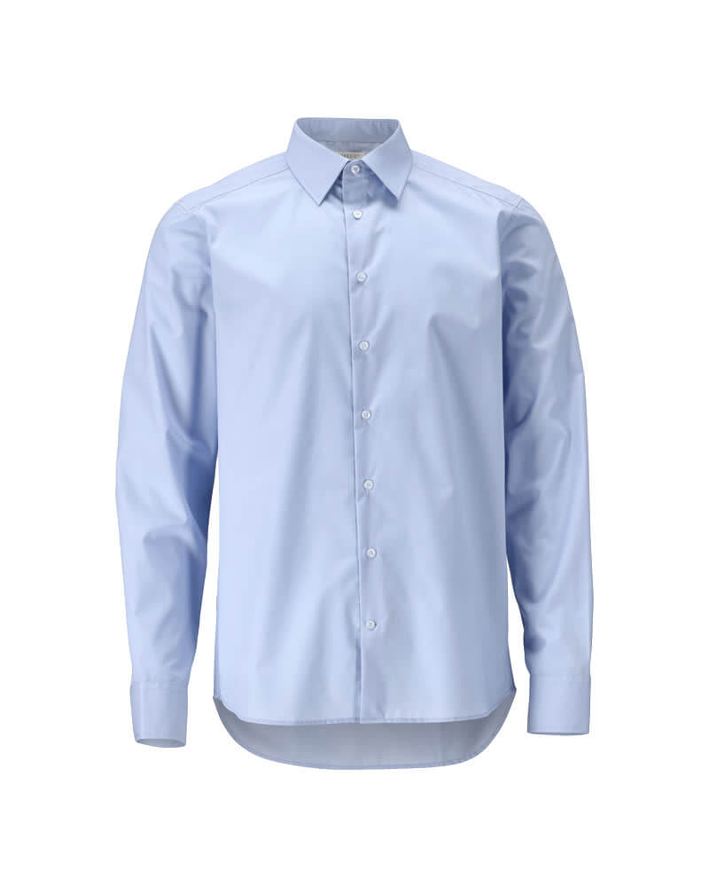 Mascot Easy Iron Durable Collared Shirt 20604-984 Front #colour_light-blue