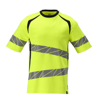 Mascot FR Multi-Protective Hi Vis T-Shirt 21382-327 Front #colour_hi-vis-yellow-dark-navy-blue