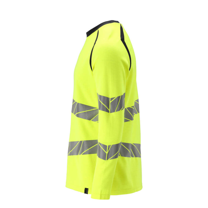 Mascot FR and Arc Multi-Protective Hi Vis Long-Sleeved T-Shirt  21381-327 Right #colour_hi-vis-yellow-dark-navy-blue