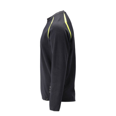 Mascot FR and Arc Multi-Protective Hi Vis Sweatshirt 21584-337 Right #colour_dark-navy-blue-hi-vis-yellow