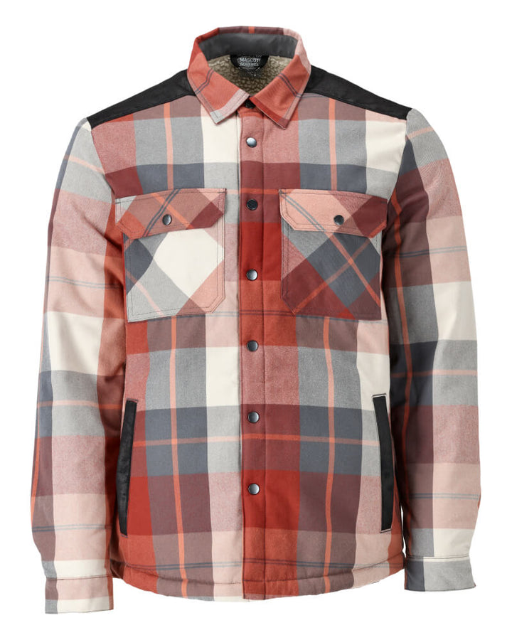 Mascot Flannel Shirt with Pile Lining 23104-446 Front #colour_autumn-red-checked