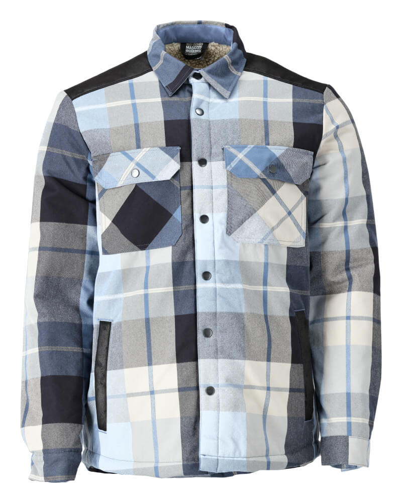 Mascot Flannel Shirt with Pile Lining 23104-446 Front #colour_dark-navy-checked