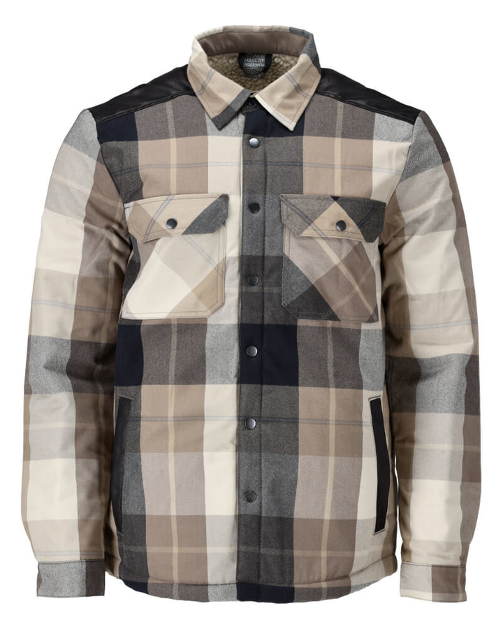 Mascot Flannel Shirt with Pile Lining 23104-446 Front #colour_dark-sand-checked